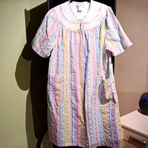 Cottagecore Pastel Striped Short Sleeve Robe Duster